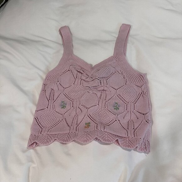 Freshman 1996 Pink Knitted Sweater Tank Top SMALL 2 Piece Set - Picture 4 of 7